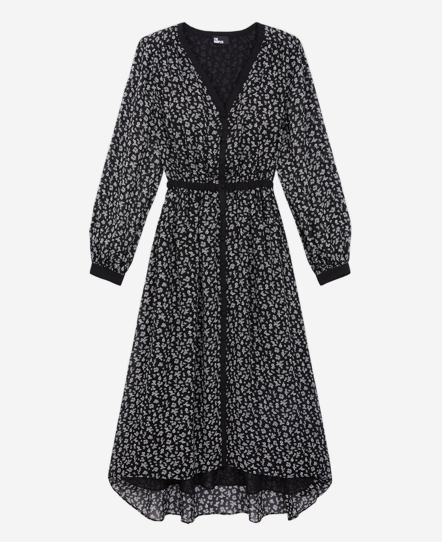 The Kooples FEMME BLACK-ECRU robe longue imprimée avec boutonnage