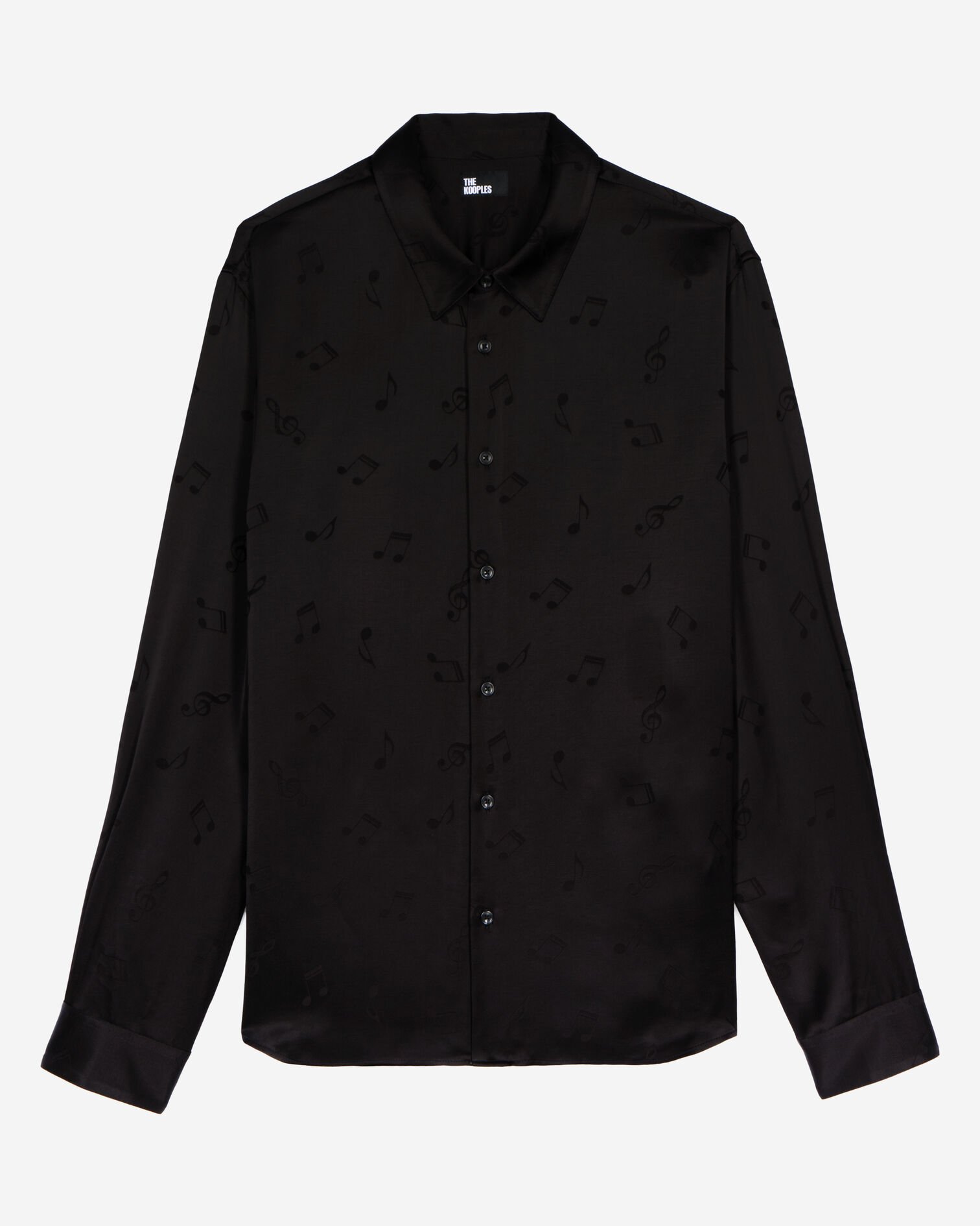 Chemise en jacquard imprimé musique noire, BLACK, hi-res image number null
