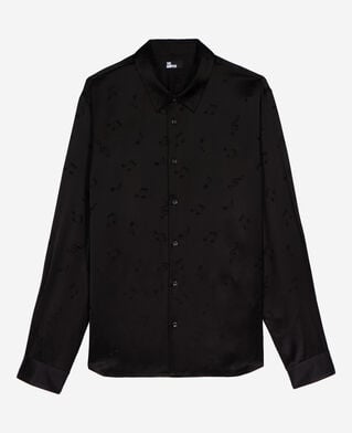 The Kooples HERREN BLACK schwarzes jacquardhemd mit musik-print