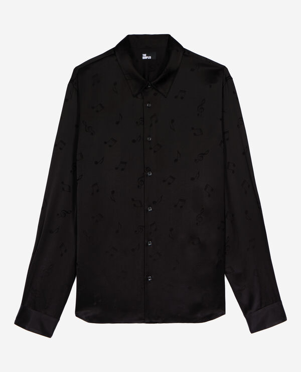 The Kooples MEN BLACK black music print jacquard shirt