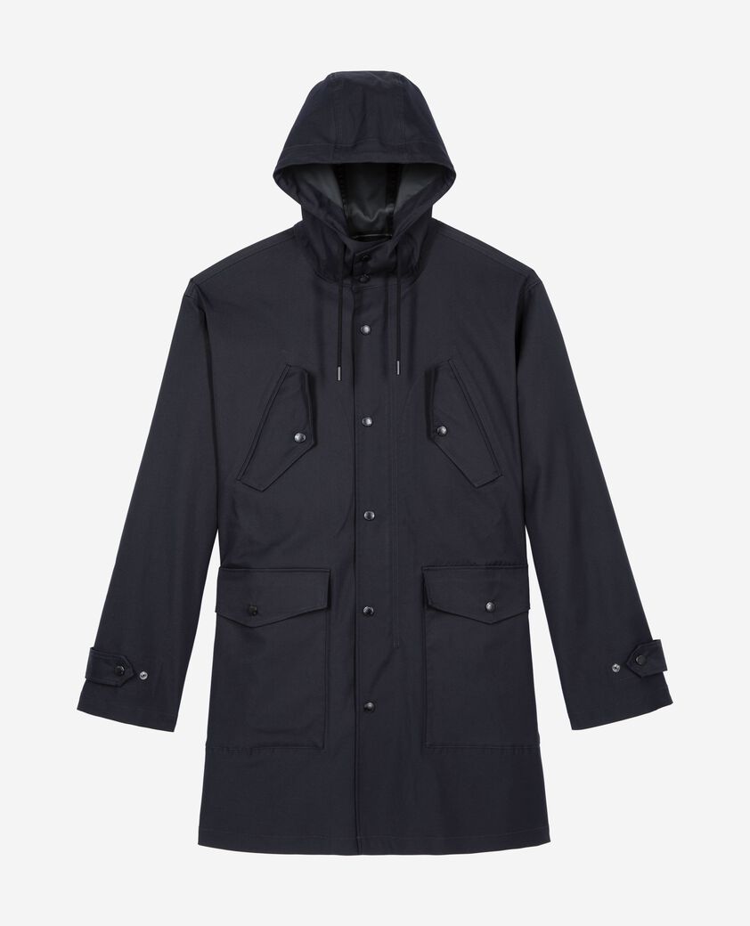The Kooples MEN NAVY navy blue hooded water-repellent parka