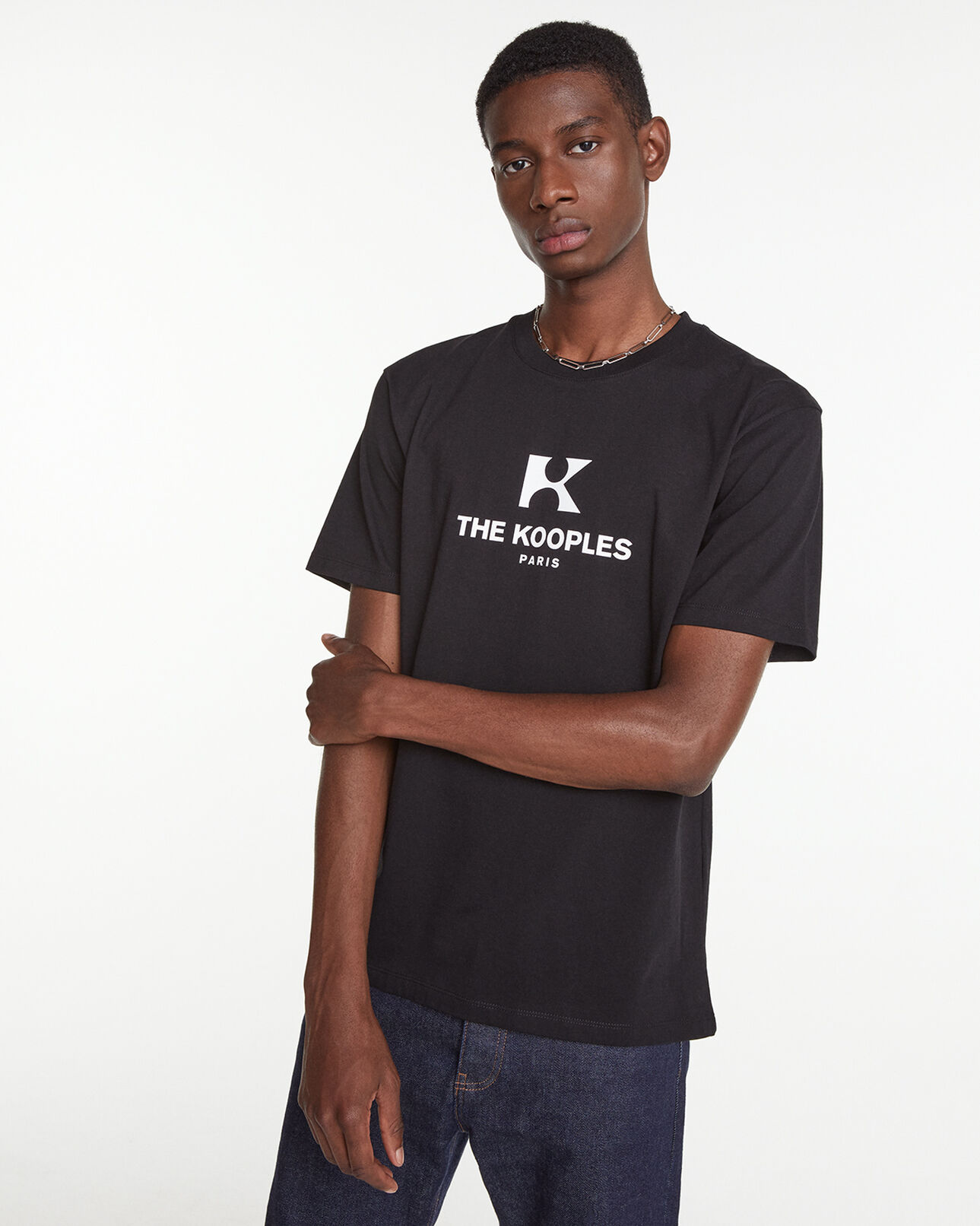 The Kooples HOMBRE BLACK camiseta negra algodón logotipo monograma
