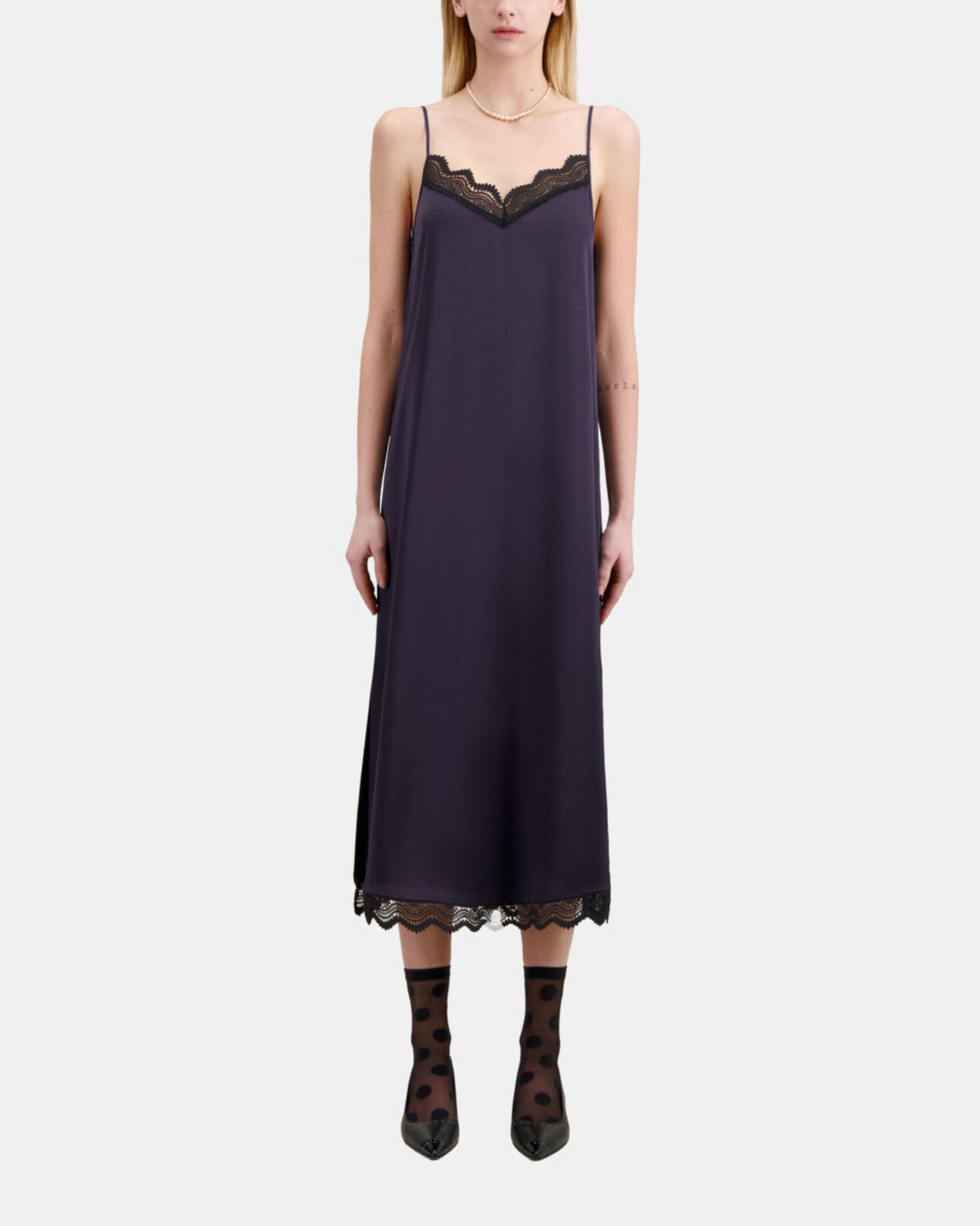 The Kooples FEMME NAVY robe nuisette longue bleu marine