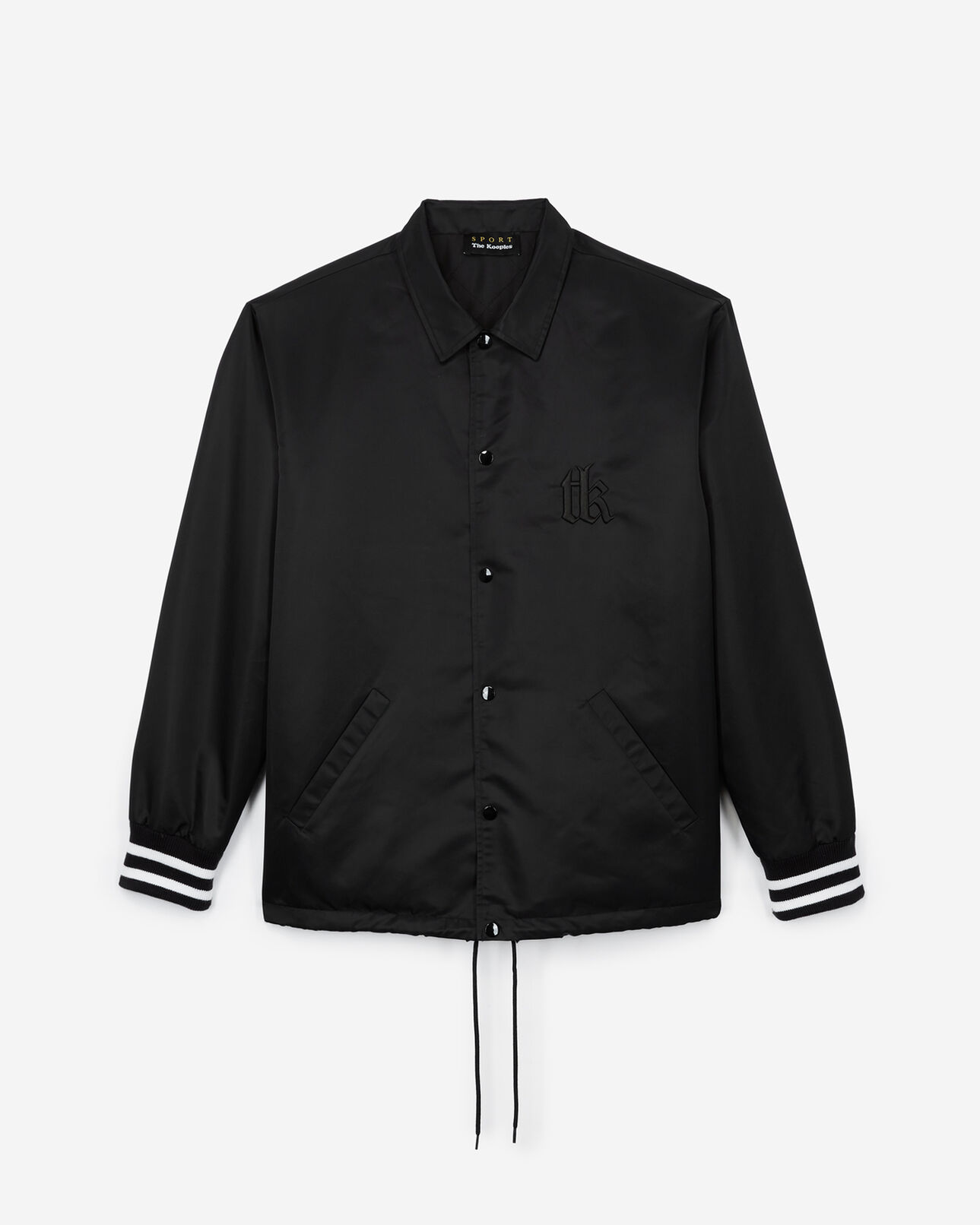 The Kooples HOMME BLACK blouson satin noir broderie logo the kooples sport