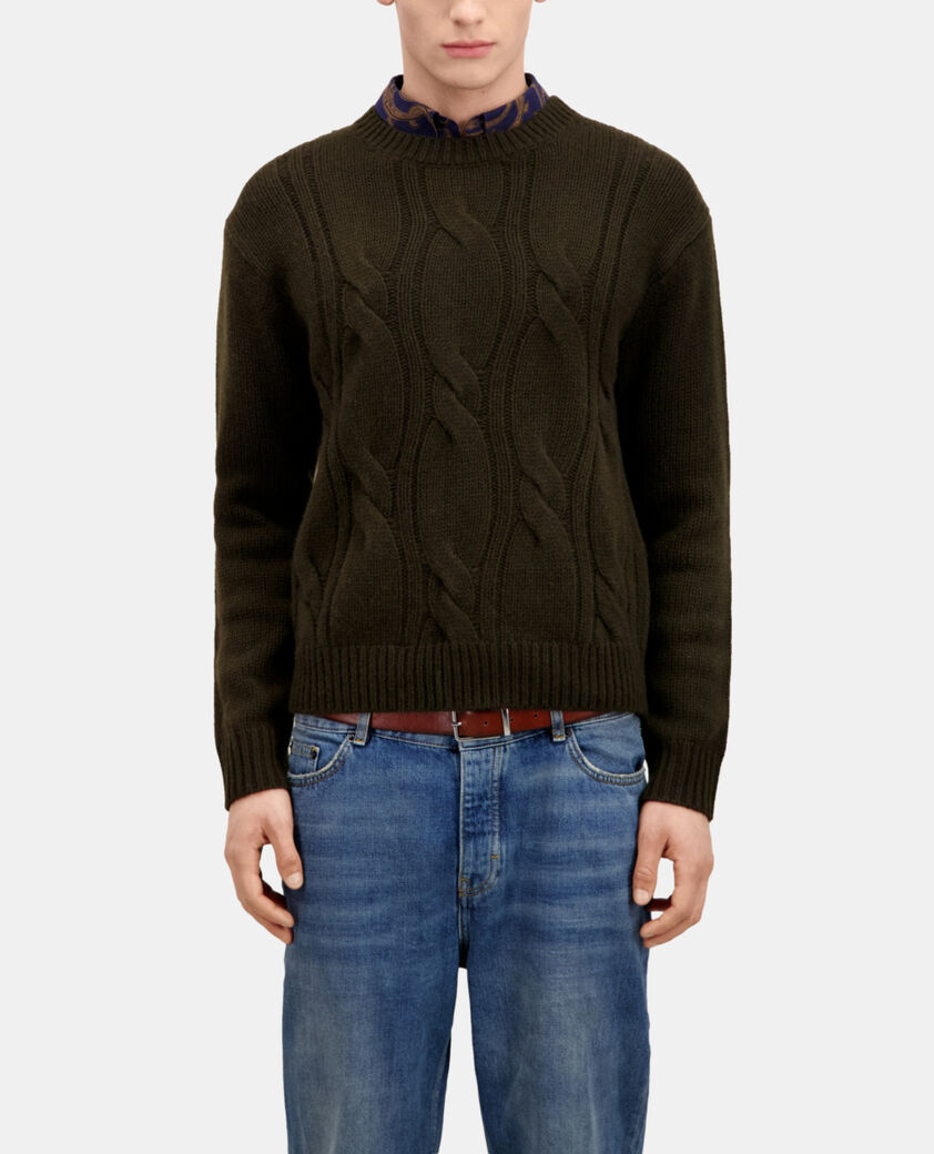 The Kooples HERREN DARK GREEN dunkelgrüner pullover aus wolle und kaschmir