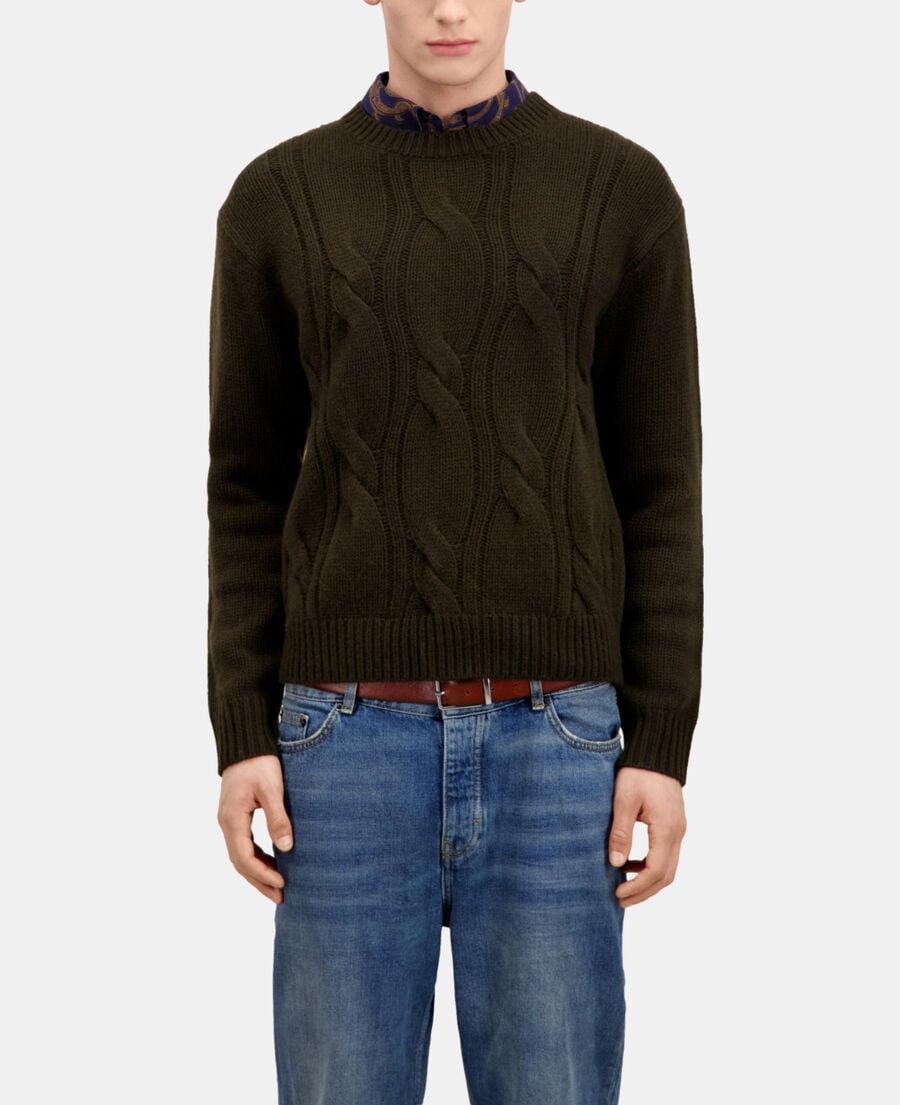 The Kooples HOMME DARK GREEN pull en cachemire vert foncé