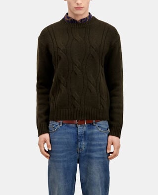 The Kooples HOMME DARK GREEN pull en cachemire vert foncé