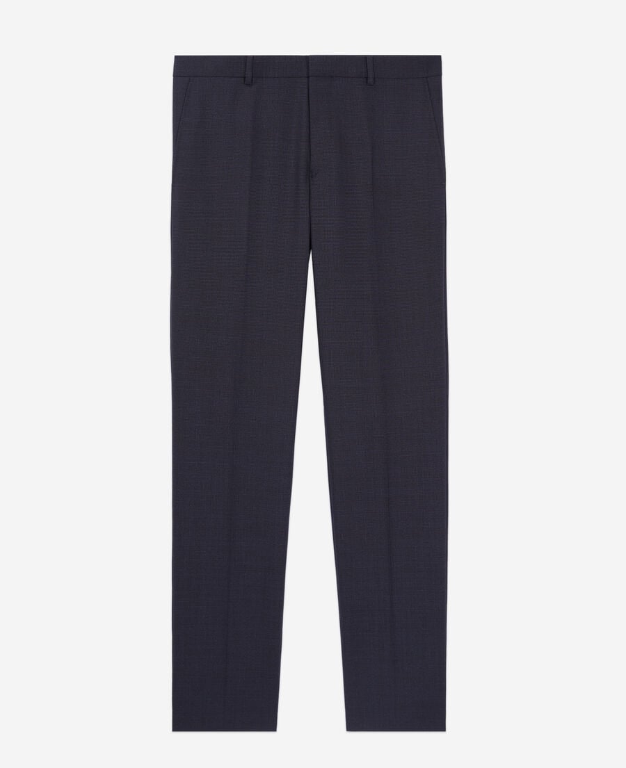 The Kooples HOMME NAVY / BLACK pantalon de costume bleu marine en laine à micro motifs