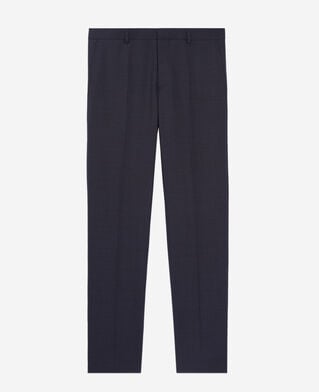 The Kooples HOMME NAVY / BLACK pantalon de costume bleu marine en laine à micro motifs