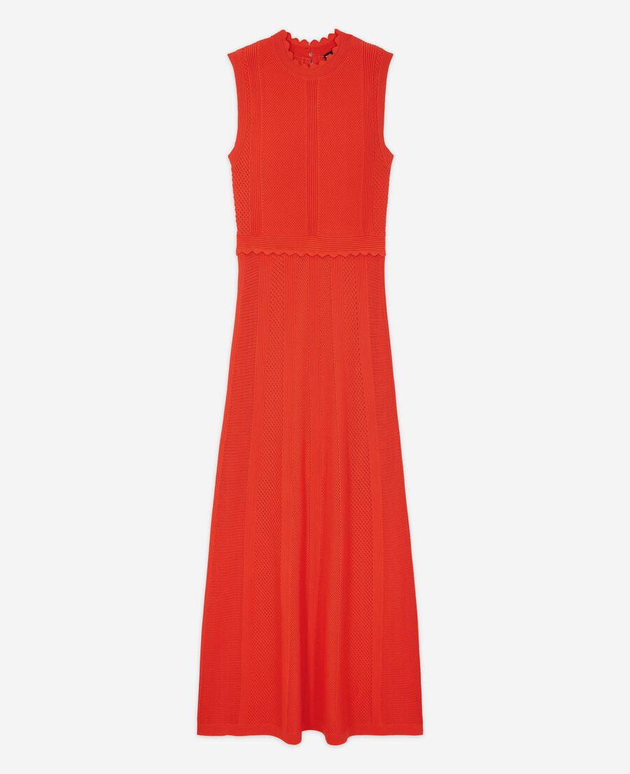 long orange knit dress