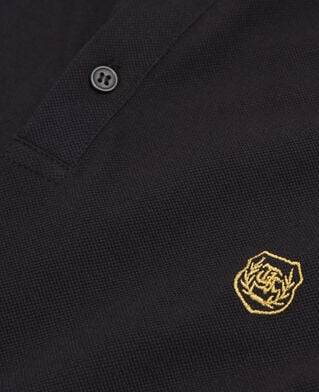 The Kooples H BLACK BROWN black polo with officer collar and embroidery