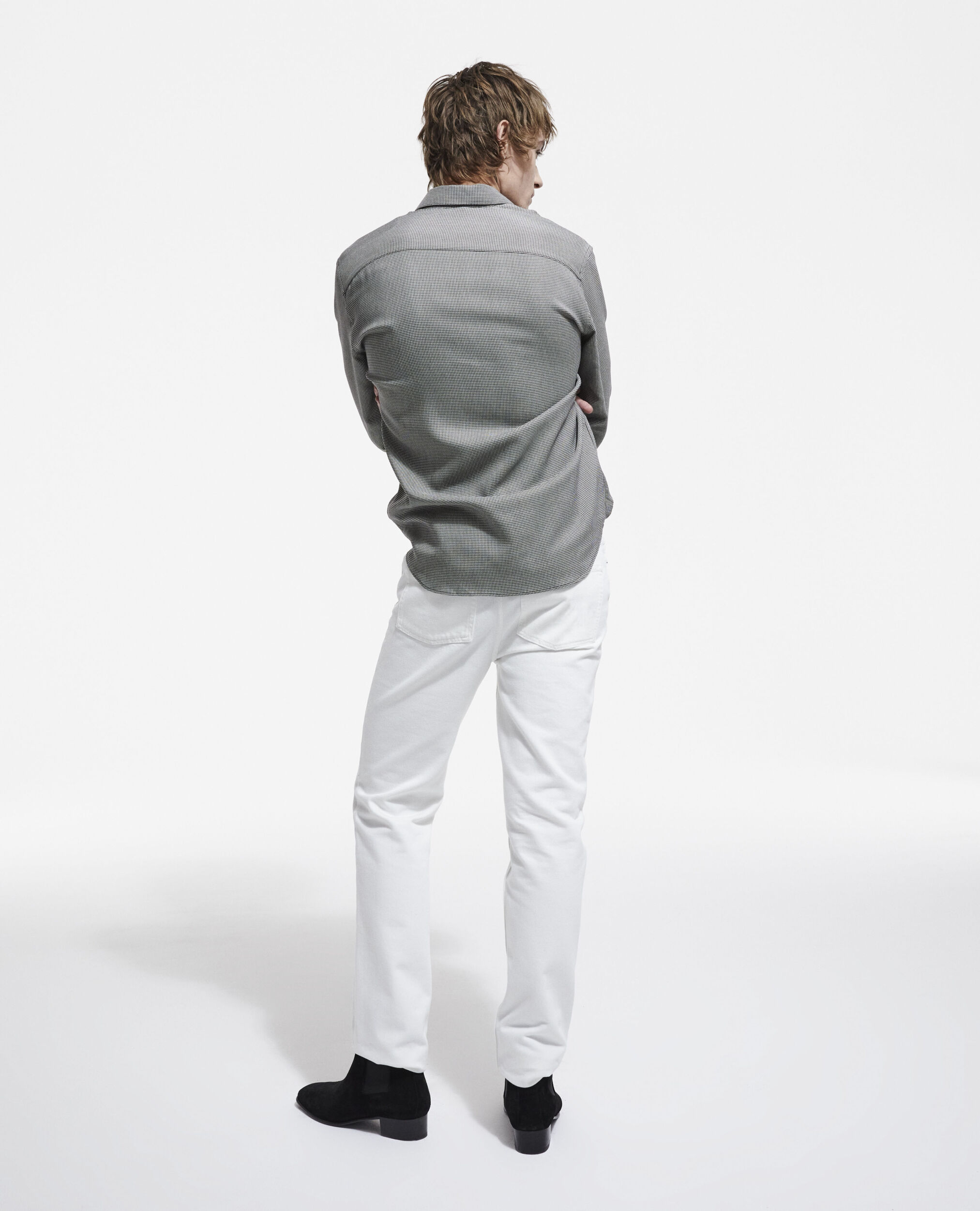 Printed shirt with classic collar, BLACK WHITE, hi-res image number null