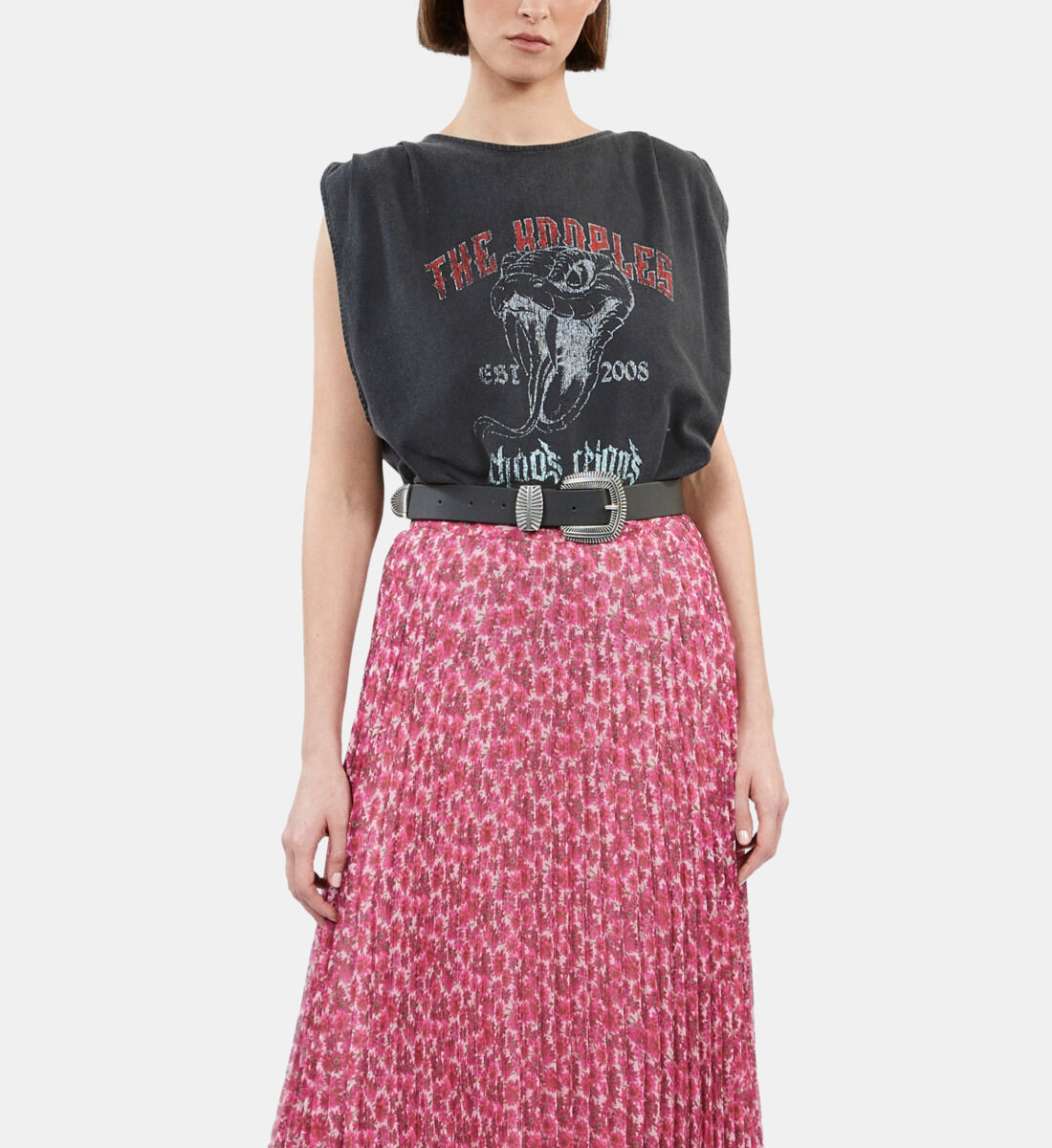 Printed pleated maxi sales skirt