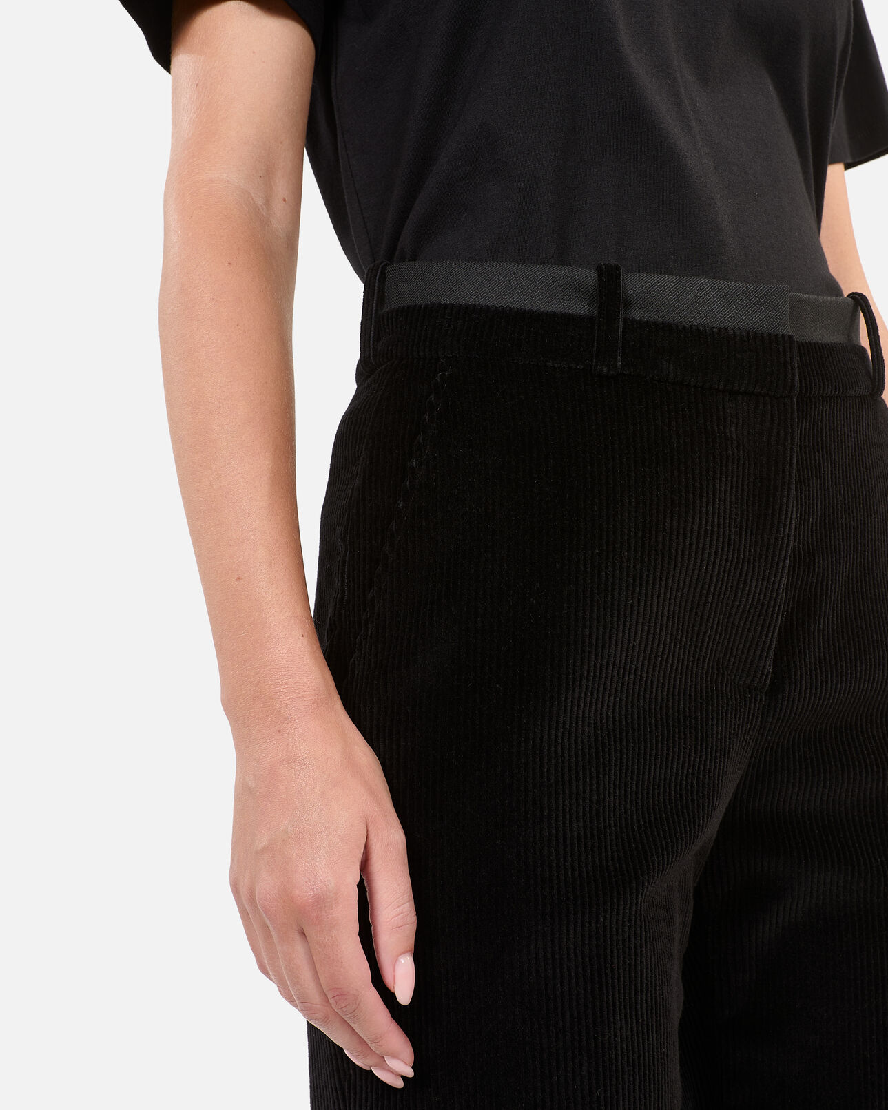 The Kooples WOMEN BLACK black corduroy straight-leg tailored pants