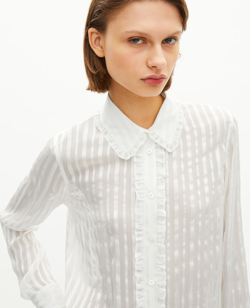 The Kooples FEMME WHITE chemise avec volants en soie blanche