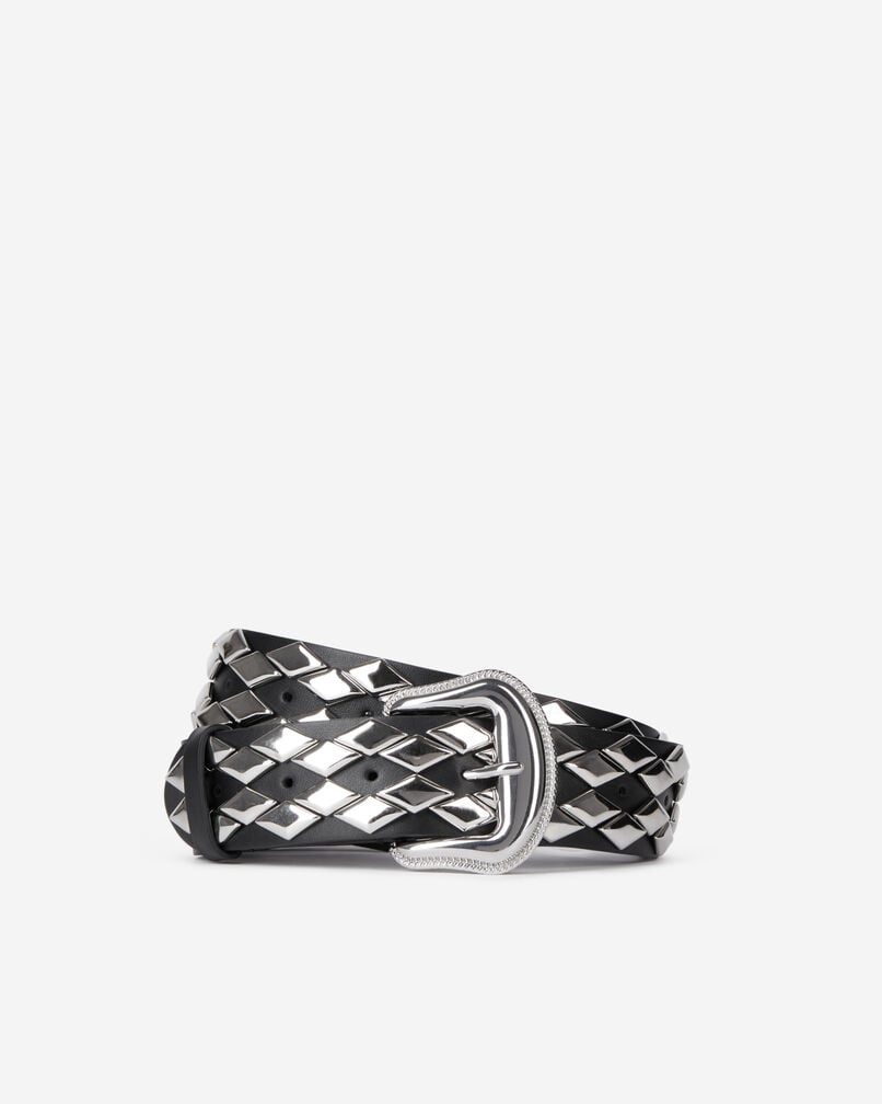 The Kooples WOMEN BLACK black leather belt with studs