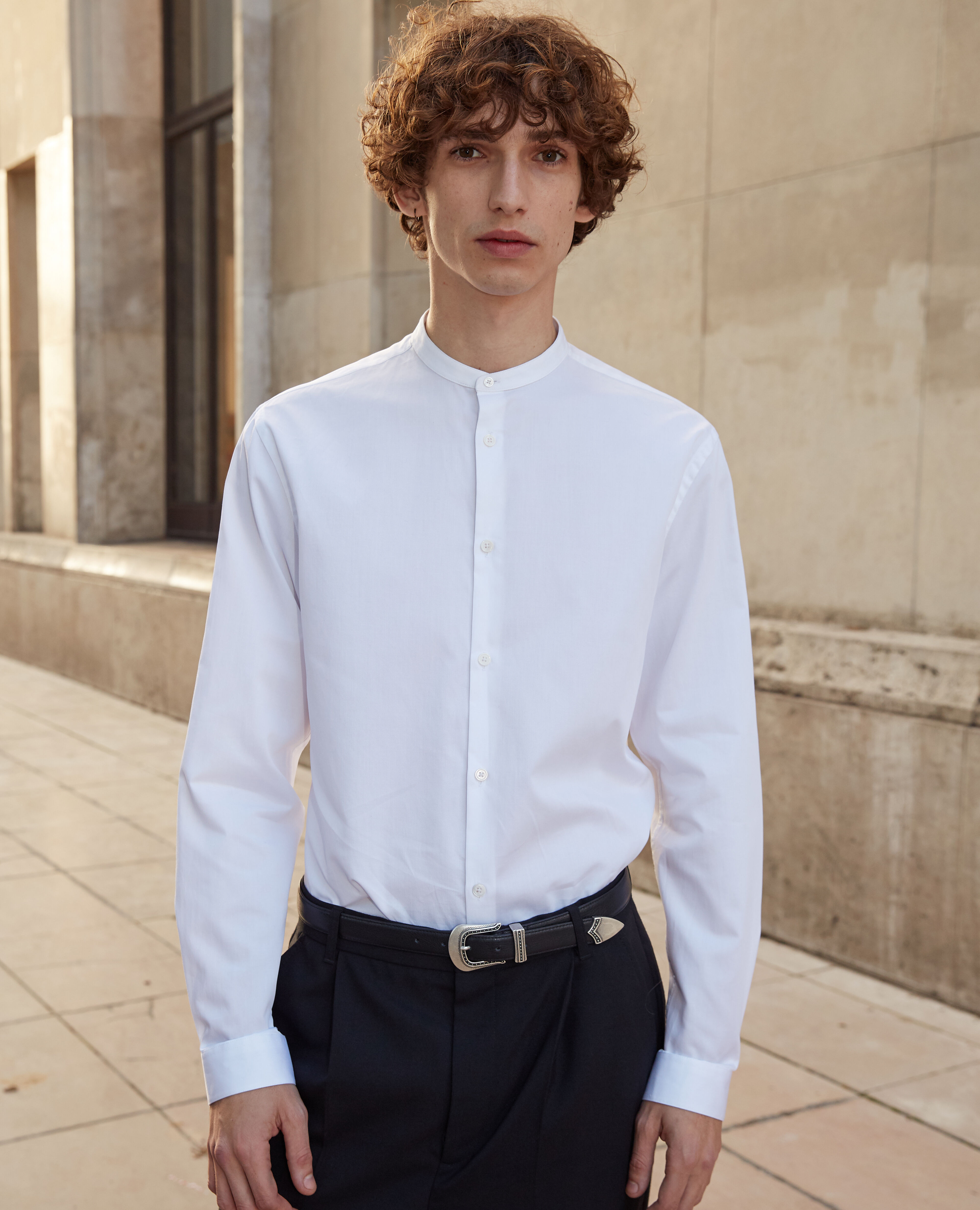 Chemise blanche 2025 homme sans col