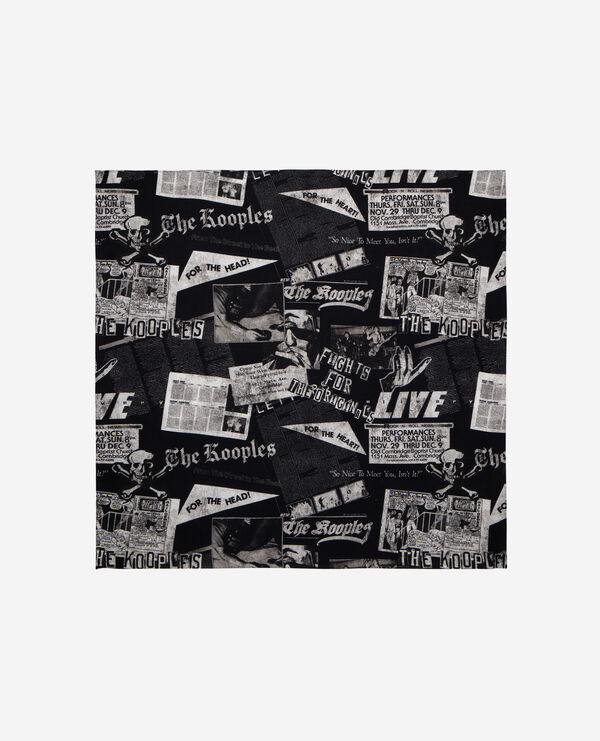 The Kooples FEMME BLACK WHITE foulard imprimé en laine et soie