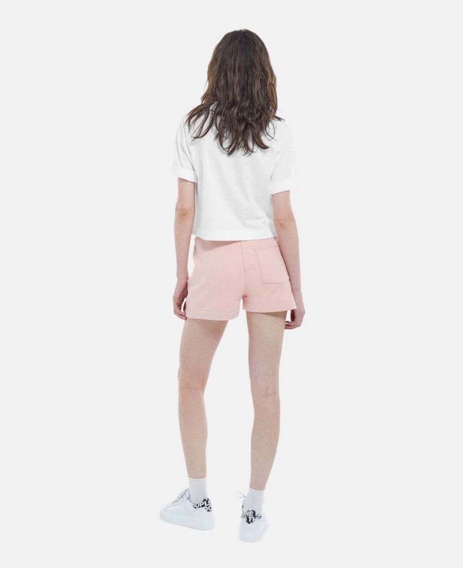 white cotton embroidered t-shirt w/ crew neck