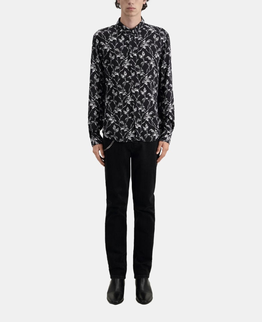 The Kooples HERREN BLACK WHITE bedrucktes hemd