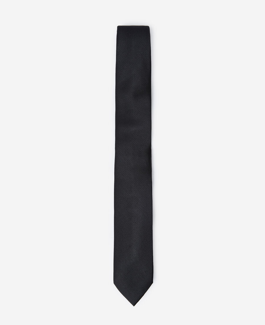 plain black silk tie