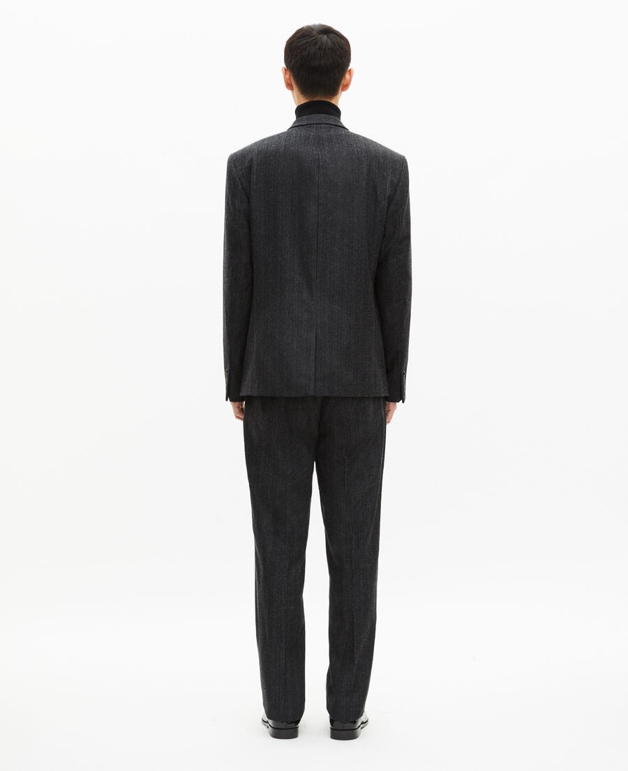 The Kooples MEN PEARL GREY dark grey pinstripe straight suit jacket