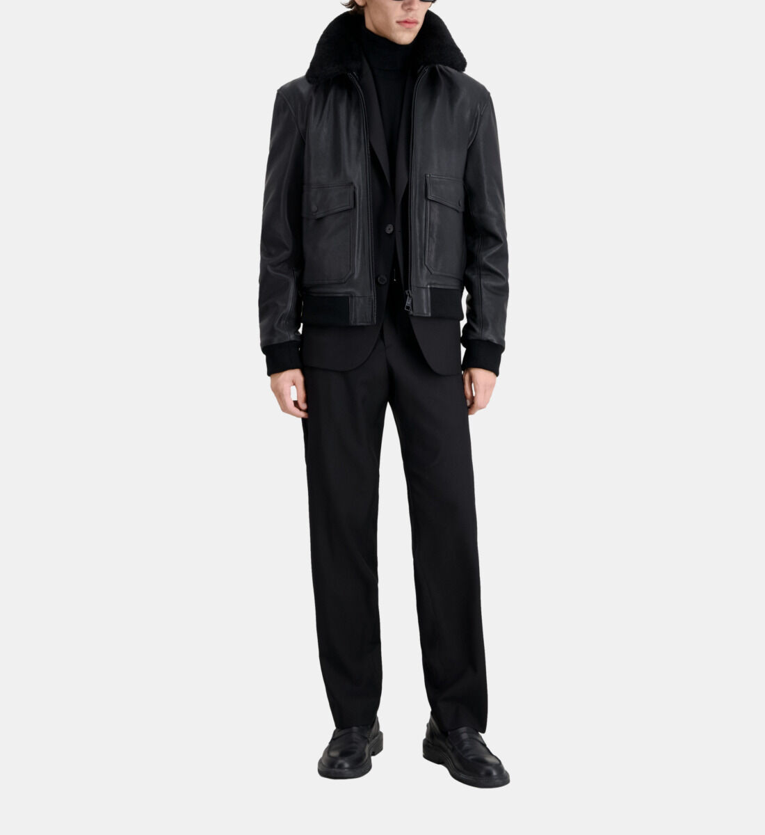 Black leather bomber jacket The Kooples