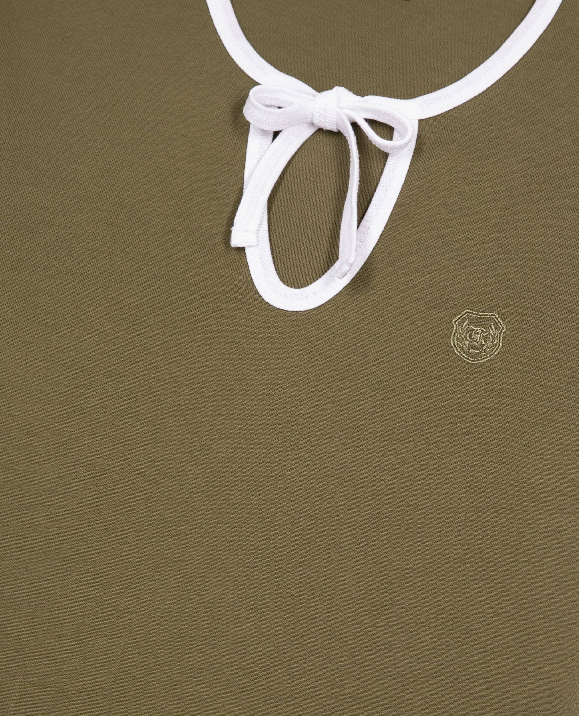 Khaki T-shirt with drop collar, KAKI, hi-res image number null