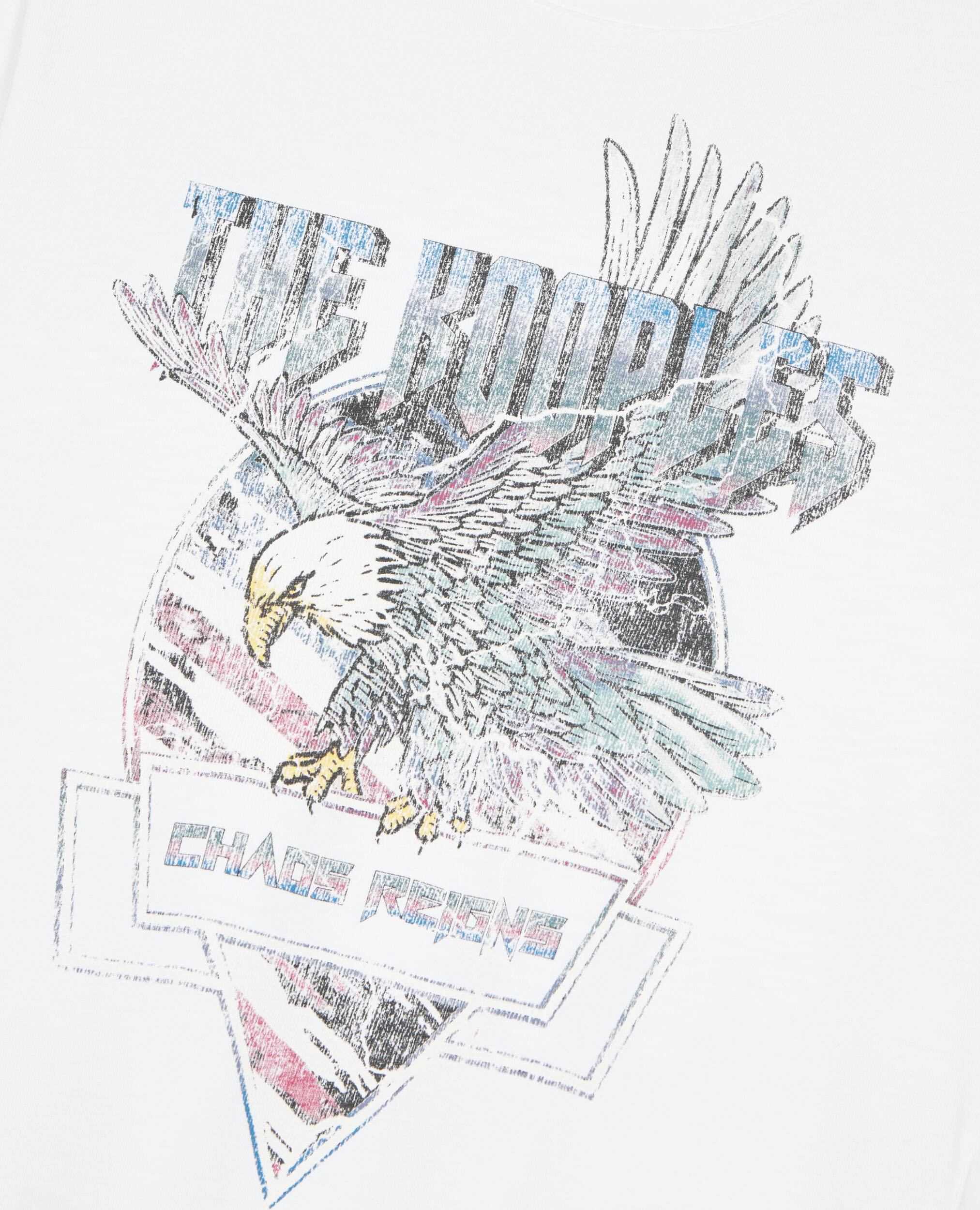 Camiseta blanca con lazada y serigrafía Eagle, WHITE, hi-res image number null