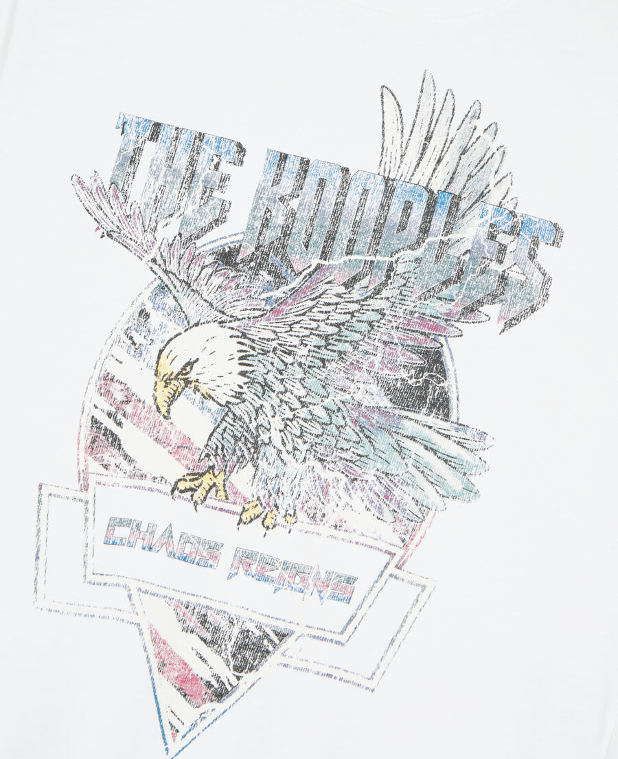 camiseta blanca con lazada y serigrafía eagle