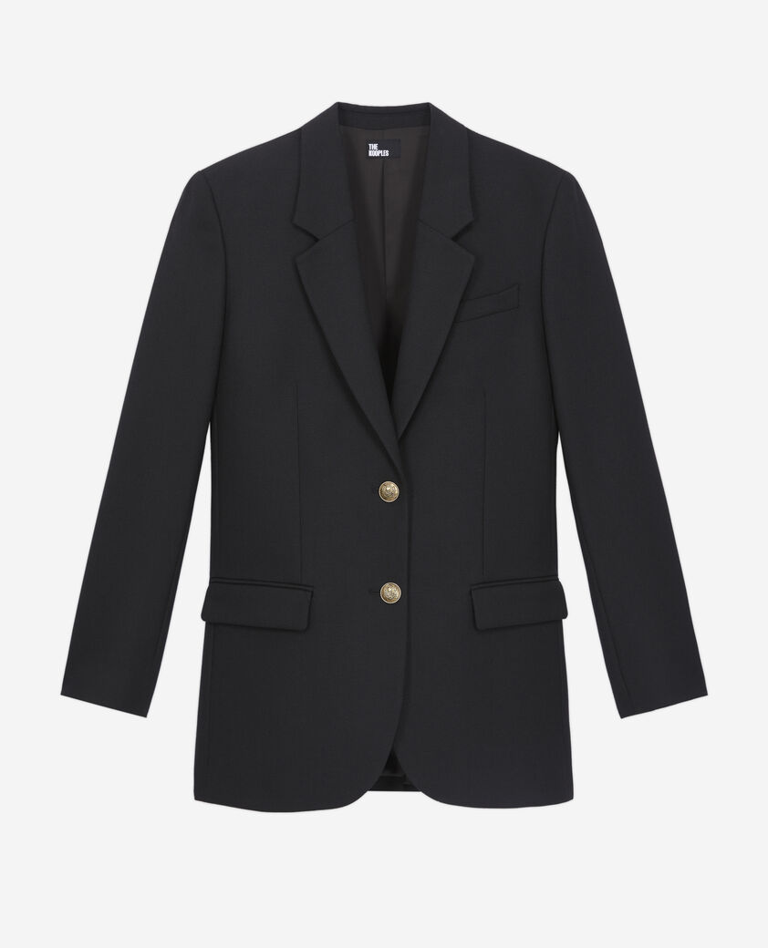 The Kooples WOMEN BLACK black wool blend blazer