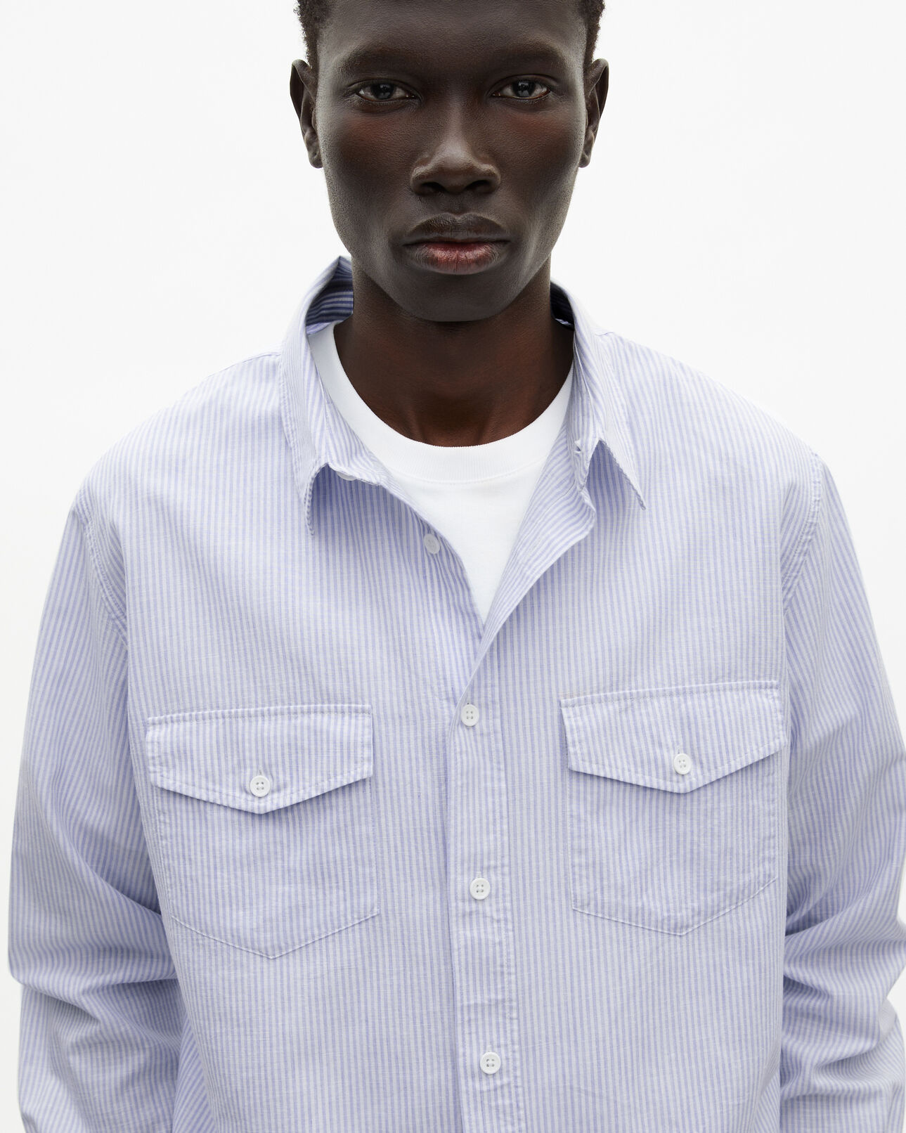 The Kooples MEN BLUE WHITE blue striped shirt