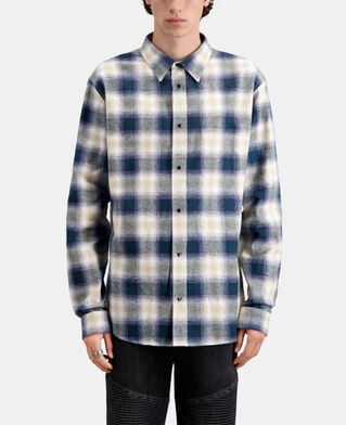 The Kooples MEN GREEN / NAVY / WHITE blue and green checkered overshirt