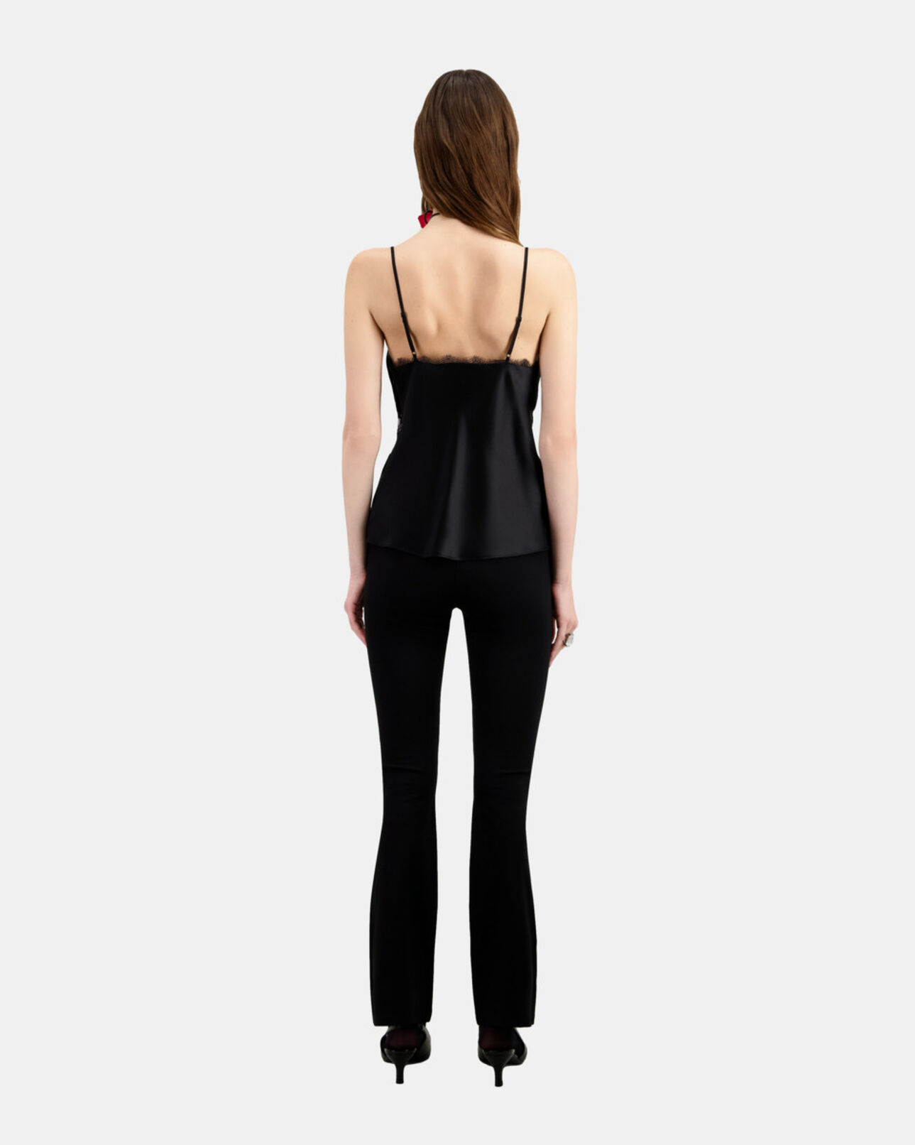 The Kooples WOMEN BLACK black silk camisole with lace