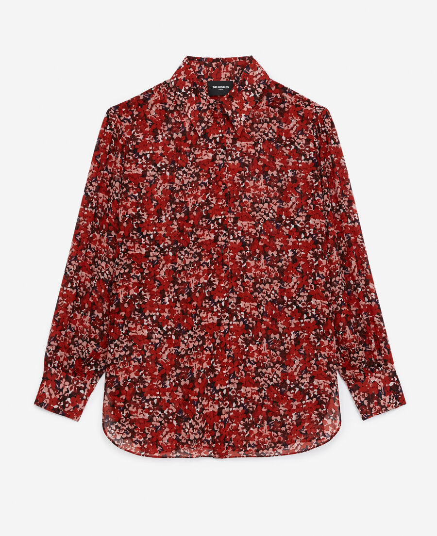 camisa roja clásica estampado floral