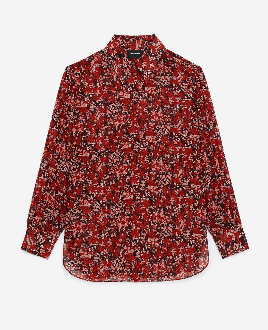 classic red shirt with floral print