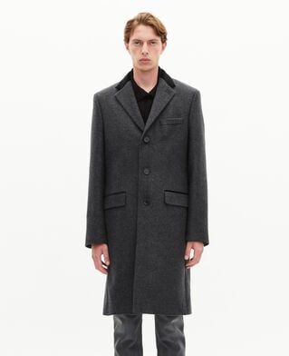 The Kooples MEN ANTHRACITE long coat in anthracite grey wool