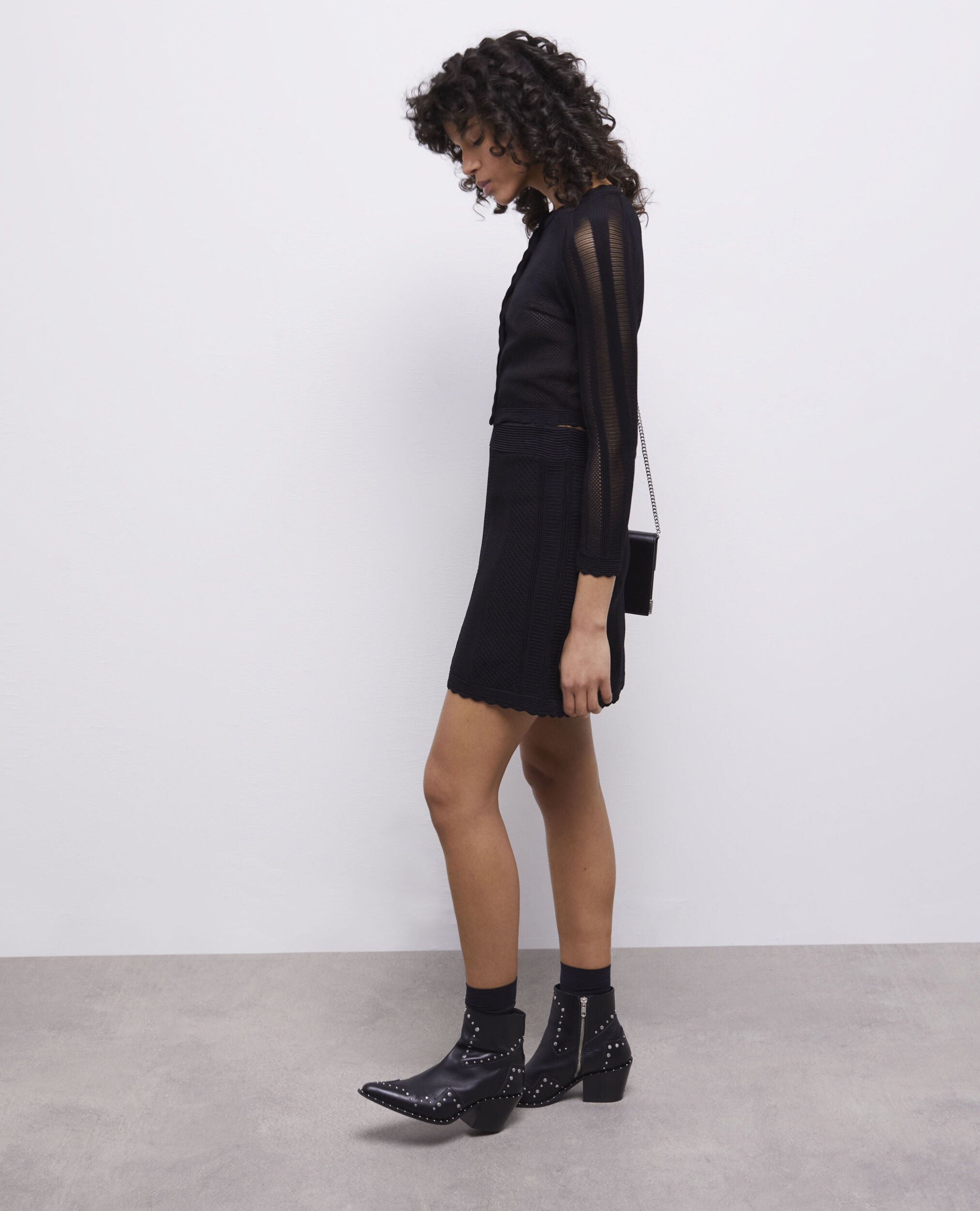 Short black knit skirt, BLACK, hi-res image number null