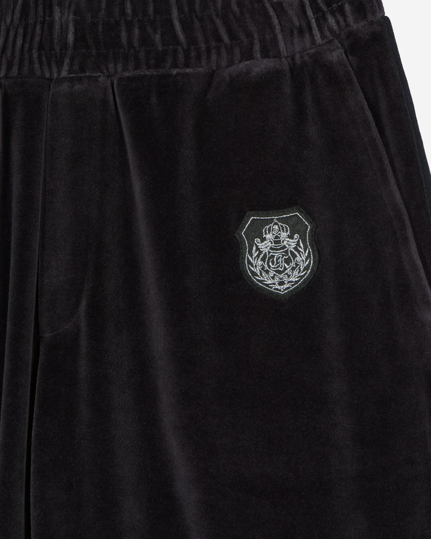 Black velvet tracksuit trousers, BLACK, hi-res image number null