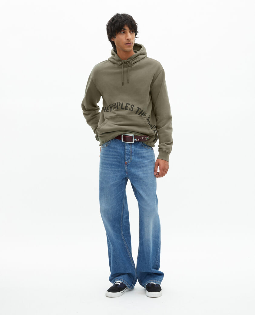 The Kooples HERREN KAKI kapuzen-sweatshirt mit khakifarbenem siebdruck