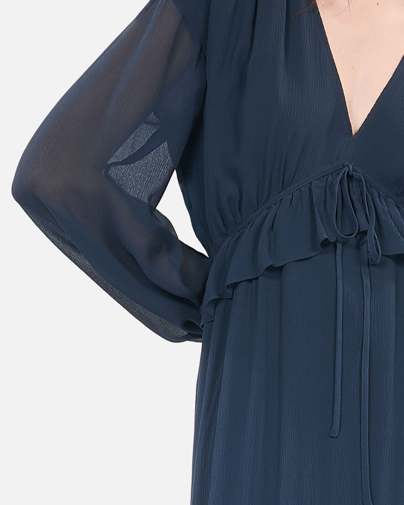 The Kooples WOMEN NAVY long navy blue silk dress