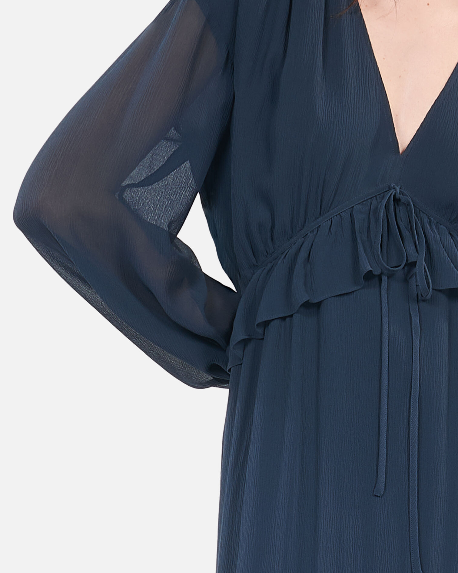 Long navy blue silk dress, NAVY, hi-res image number null