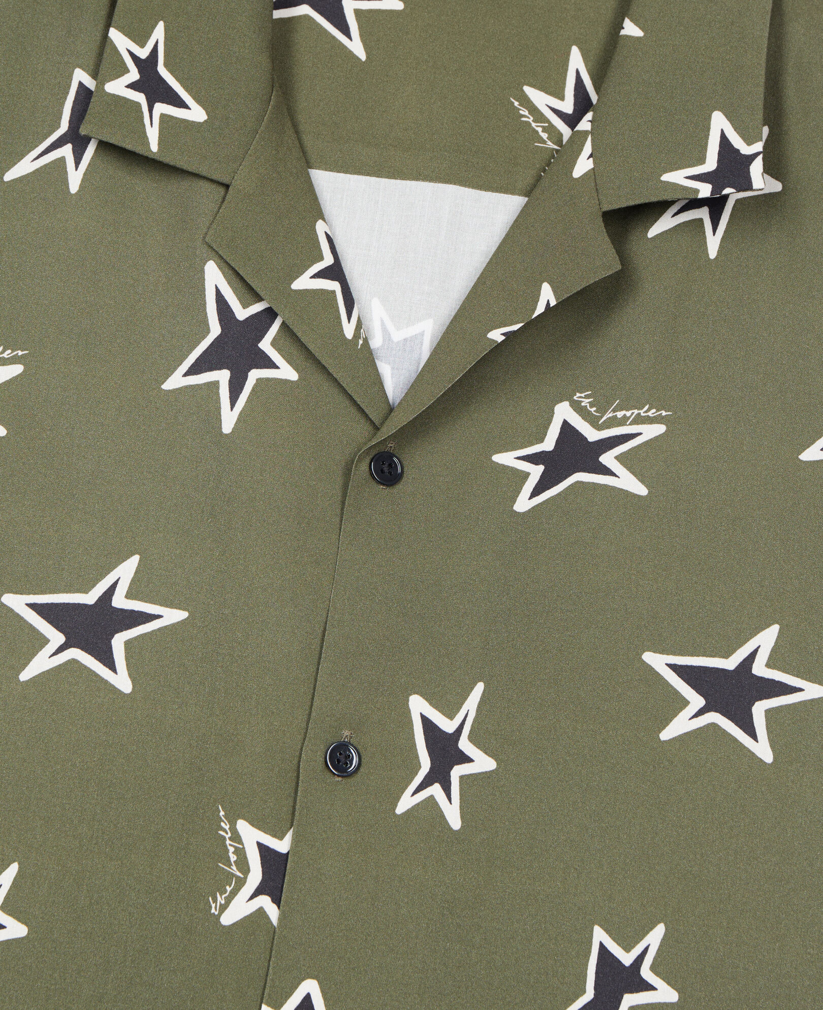 The Kooples MEN KAKI BLACK short-sleeved star printed shirt