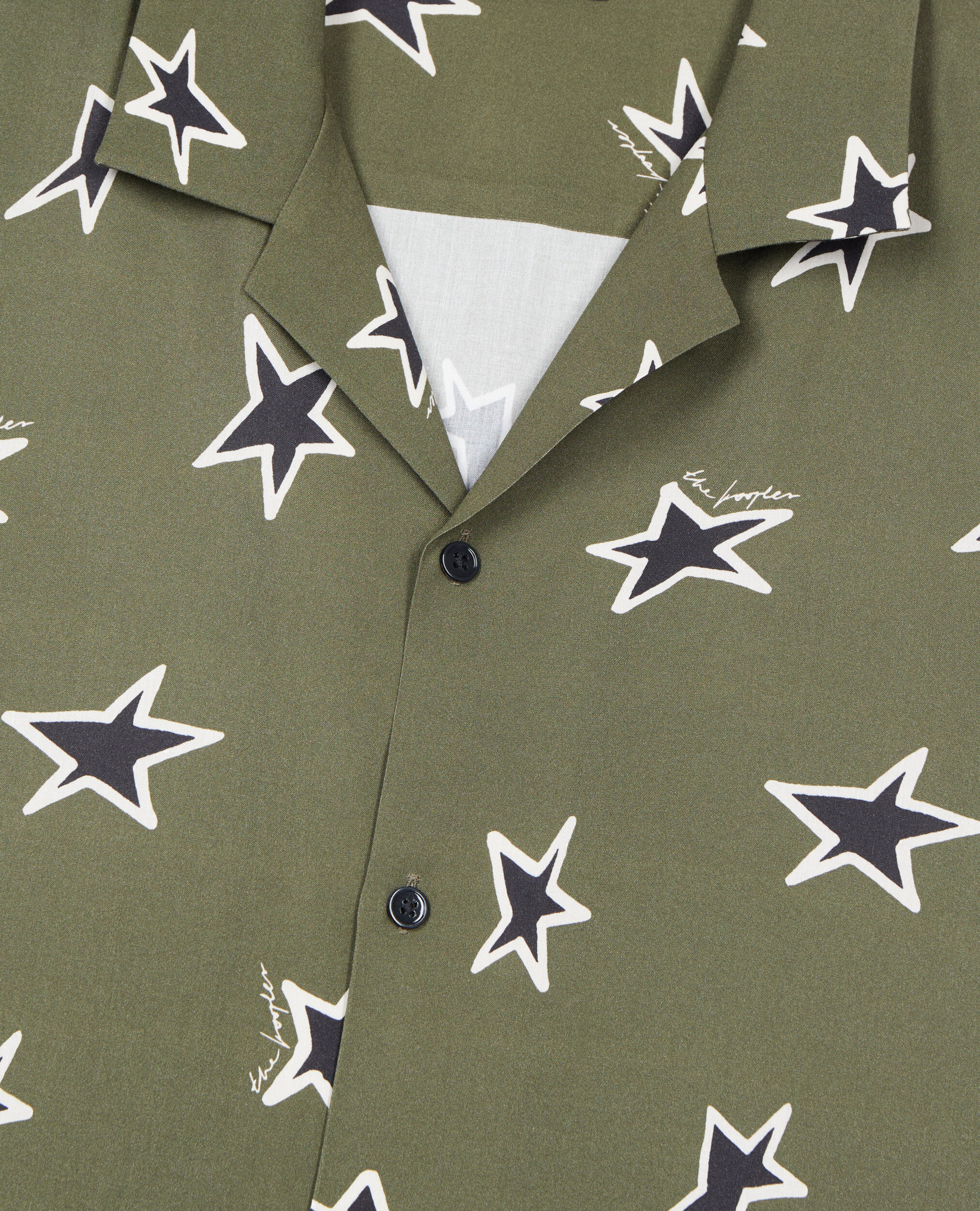 Short-sleeved star printed shirt, KAKI BLACK, hi-res image number null