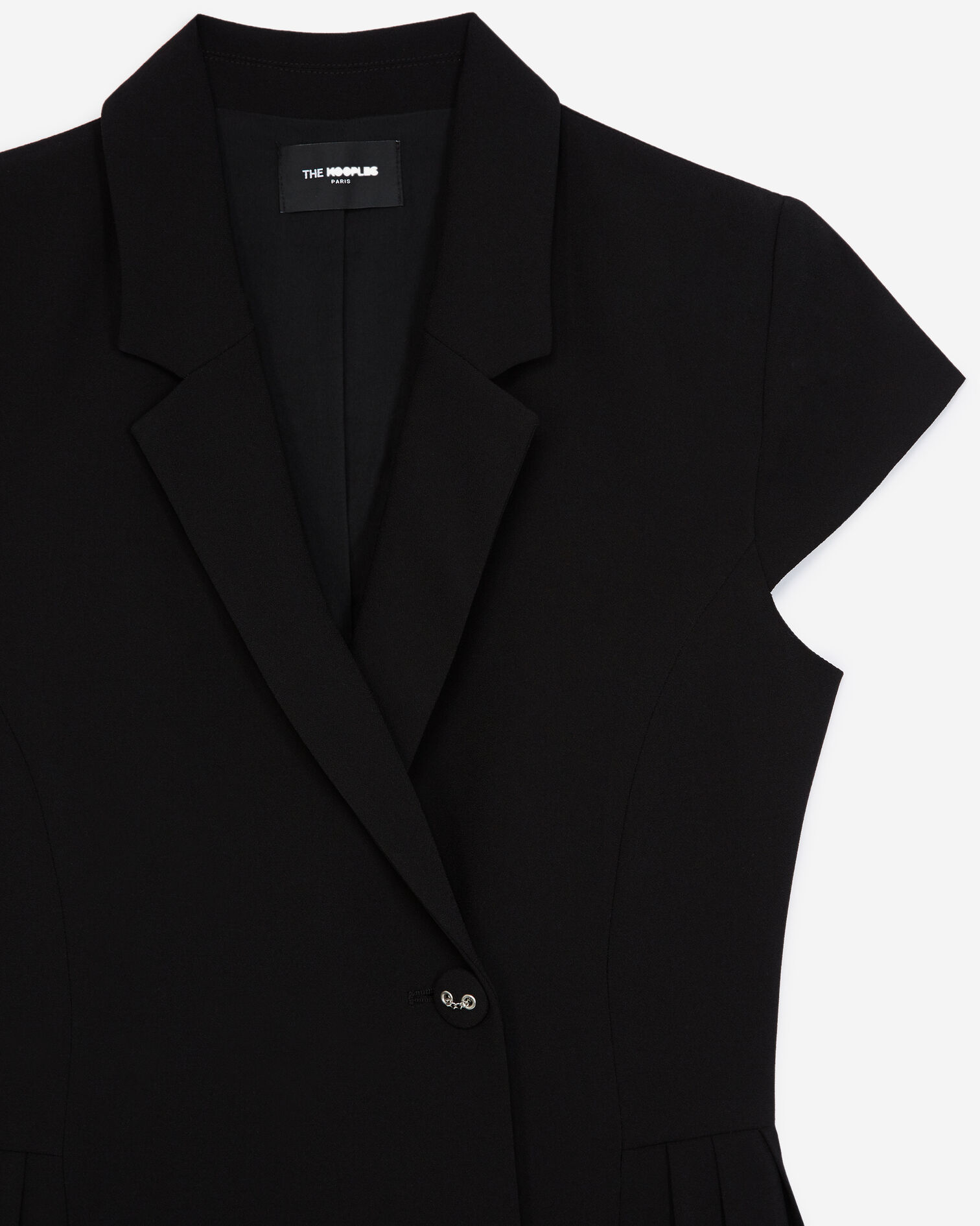 Sleeveless short black dress with buttons, BLACK, hi-res image number null