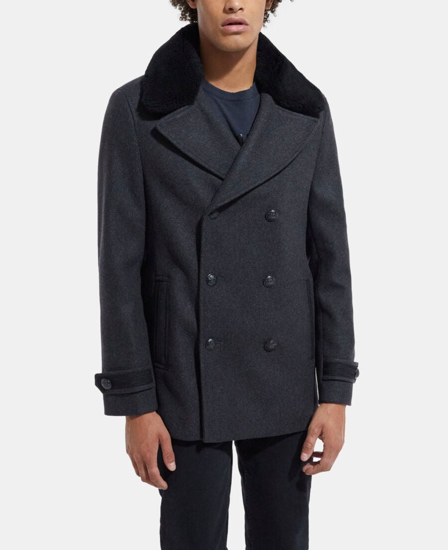 The Kooples HERREN DARK GREY grauer wollmantel