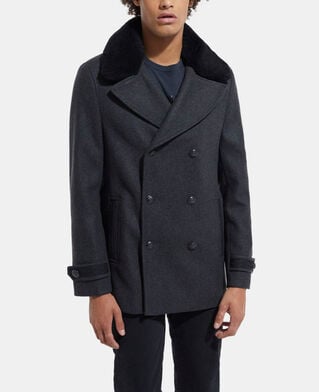 The Kooples HERREN DARK GREY grauer wollmantel