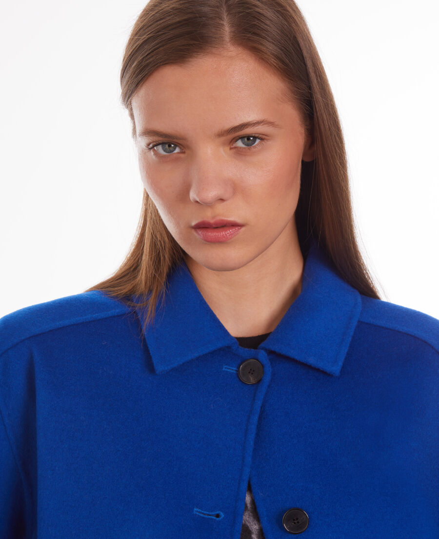 blue wool-blend overshirt jacket