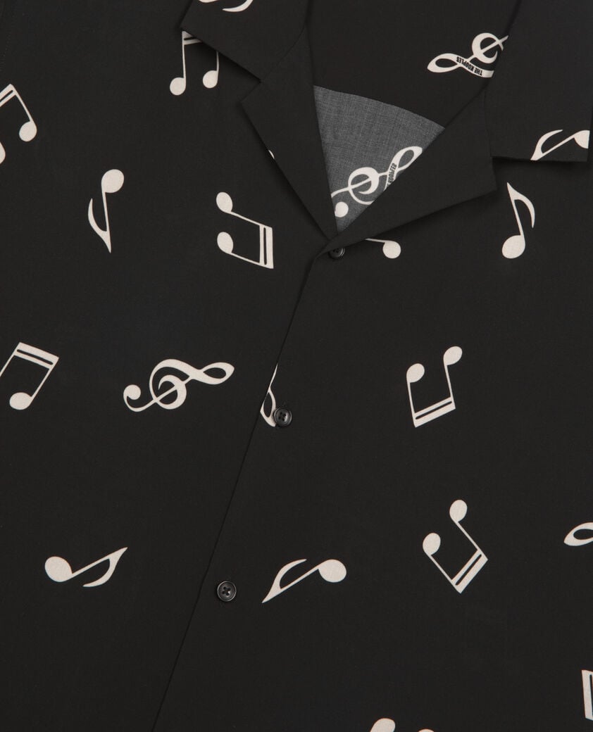 The Kooples MEN BLACK WHITE music print short sleeve shirt