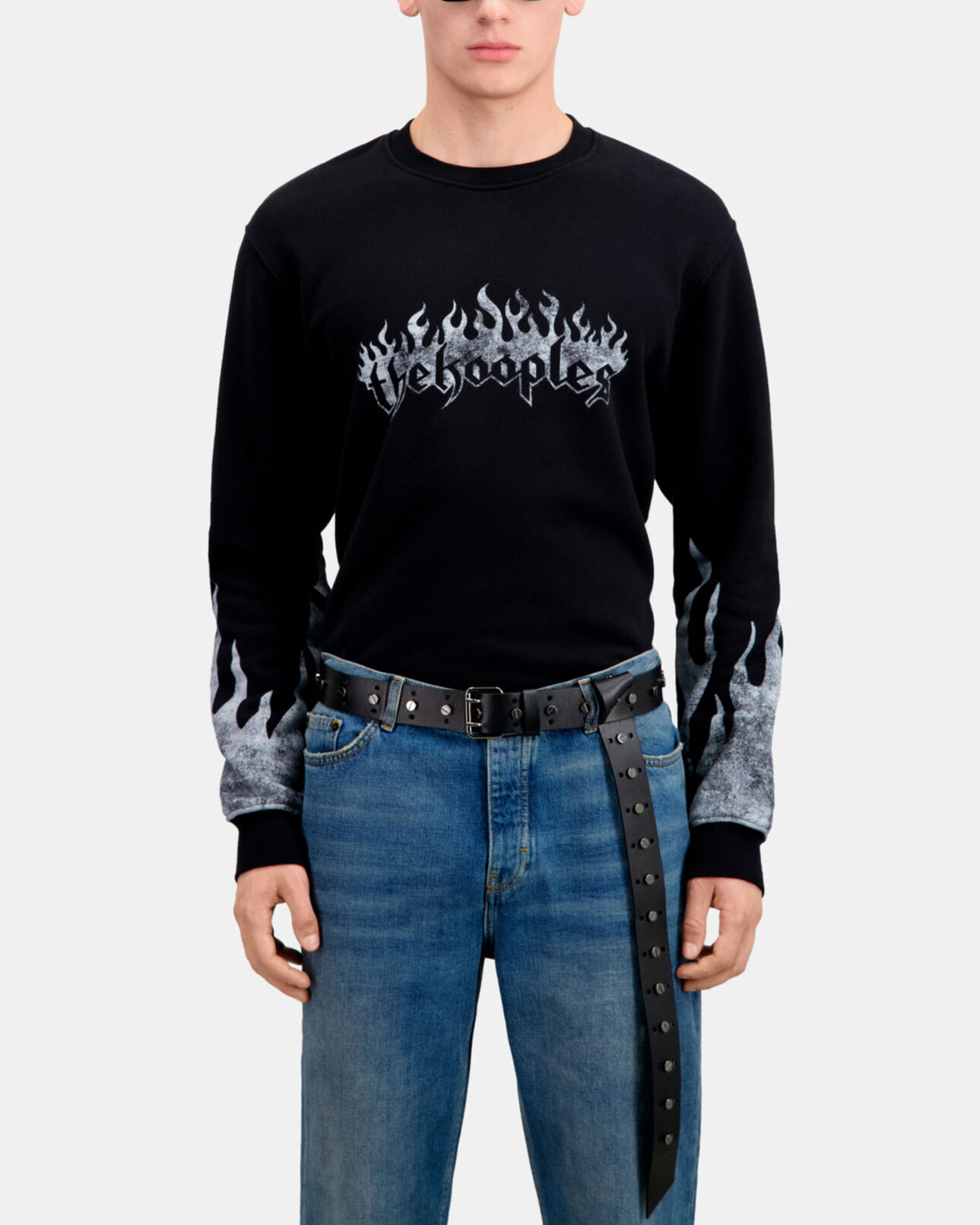 The Kooples HOMME BLACK sweatshirt homme noir avec sérigraphie kooples on fire
